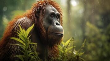 AI generated orangutan high quality image photo