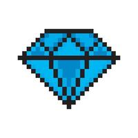 Diamond in pixel art style vector
