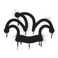 Jester hat graffiti drawn with black spray paint vector