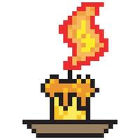 Candle flame in pixel art vector