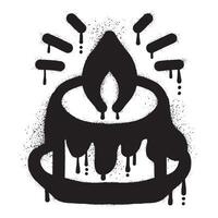 Burning candle graffiti drawn with black spray paint vector