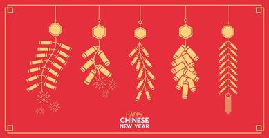Hanging firecrackers chinese style, illustrations and decorations for Asian New Year, holiday celebration and greetings. flat design, 2D front view. vector