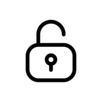 Unlock icon in trendy outline style isolated on white background. Unlock silhouette symbol for your website design, logo, app, UI. Vector illustration, EPS10.