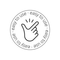 Easy to use sticker. Hand movement, motivation to action. Line icon. Vector illustration