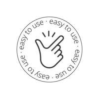 Easy to use sticker. Hand movement, motivation to action. Line icon. Vector illustration