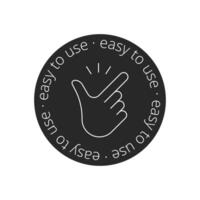 Easy to use black sticker. Hand movement, motivation to action. Line icon. Vector illustration