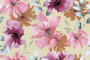 Seamless pattern of blooming flowers painted in watercolor on black background.For fabric luxurious and wallpaper, vintage style.Hand drawn botanical floral colorful pattern. vector