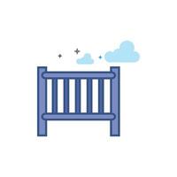 Baby bed icon flat color style vector illustration