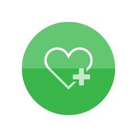 Favorite icon in flat color circle style. Internet symbol like plus heart shape vector