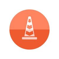 Traffic cone icon in flat color circle style. Road construction warning alert internet web page under construction vector