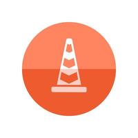 Traffic cone icon in flat color circle style. Road construction warning alert internet web page under construction vector