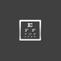 Eye test page icon in metallic grey color style. Letters small tiny vector