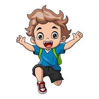 Cute little school boy cartoon vector