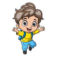 Cute little school boy cartoon vector