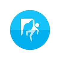 Rock climbing icon in flat color circle style. Extreme sport adventure thrill adrenaline vertical free vector