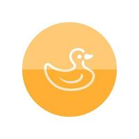 Rubber duck icon in flat color circle style. Kids bathing animal amusement yellow vector