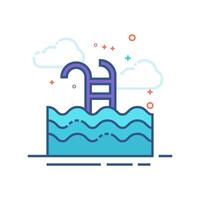 nadando piscina icono plano color estilo vector ilustración