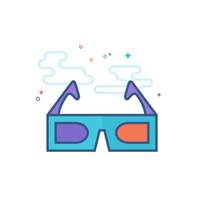 3d glasses icon flat color style vector illustration