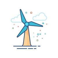 Wind turbine icon flat color style vector illustration