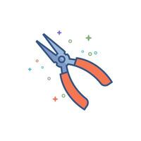 Pliers icon flat color style vector illustration