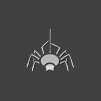 Spider icon in metallic grey color style.Animal arachnid spooky Halloween vector