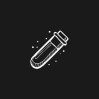 Test tube icon in doodle sketch lines. Science medical laboratory pharmacy vector