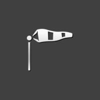 Windsock icon in metallic grey color style.Air wind direction vector