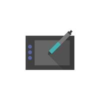 Drawing tablet icon in flat color style. Illustrator tools computer digital painting pen vector