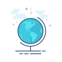 Globe icon flat color style vector illustration