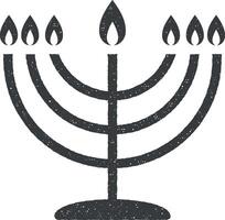 Menorah icon vector illustration in stamp style