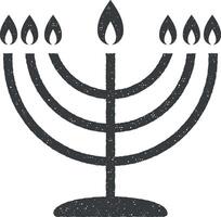 Menorah icono vector ilustración en sello estilo