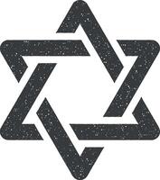 Star of David icon vector illustration in stamp style