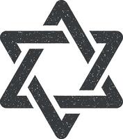 Star of David icon vector illustration in stamp style