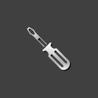 Electric screwdriver icon in metallic grey color style. Machine household work tool vector