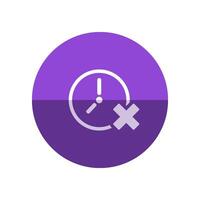Clock with cross sign icon in flat color circle style. Waiting time, queue vector
