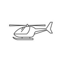 helicóptero icono en Delgado contorno estilo vector