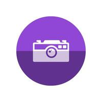 Range finder camera icon in flat color circle style. Digital photography film range finder focus vector