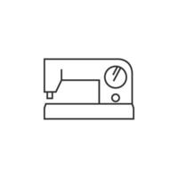 Vintage sewing machine icon in thin outline style vector