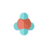 Molecules icon in flat color style. Pharmacy biology science structure vector