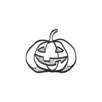 Hand drawn sketch pumpkin characters drawing vector illustration