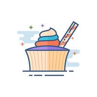 Cake icon flat color style vector illustration