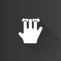 Finger gesture flat color icon long shadow vector illustration