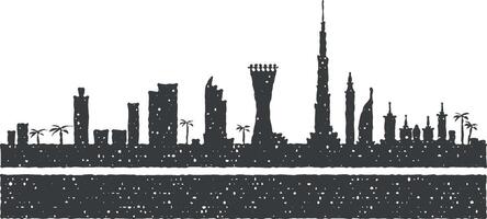 Dubai detailed skyline icon vector illustration in stamp style