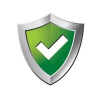 Shield icon with checkmark in color. Protection guard safety vector