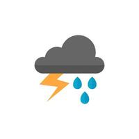 Weather overcast storm icon in flat color style. Nature forecast thunder vector