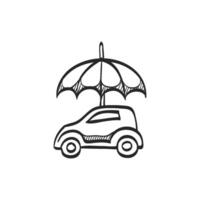 Hand drawn sketch icon car and umbrella vector