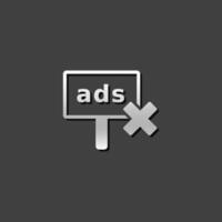 Ad post with cross sign icon in metallic grey color style. vector