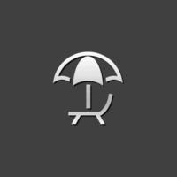 Beach umbrella icon in metallic grey color style.Vacation holiday vector