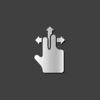 Finger gesture icon in metallic grey color style.Gadget touch pad smart phone laptop vector