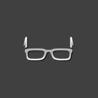 Eyeglasses icon in metallic grey color style. Seeing device myopia vector